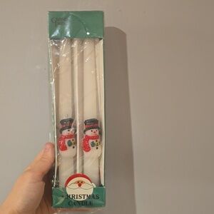 Vintage Snowman Pair of Christmas Candles